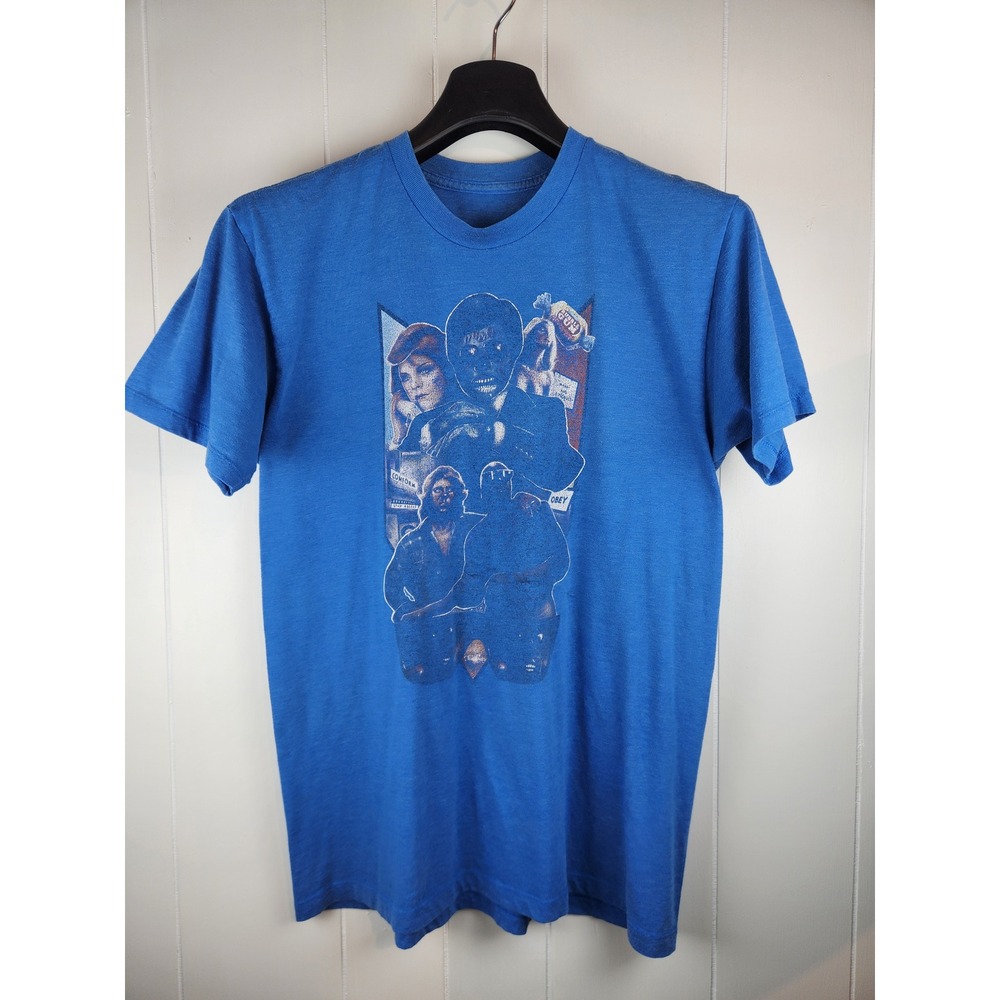 They Live John Carpenter Movie Graphic T-Shirt Blue Obey Sci-Fi Horror Mens L